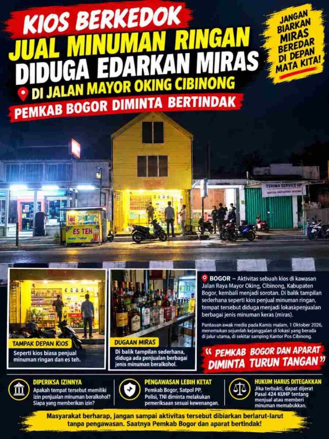 
 Berkedok Kios Es Teh, Penjualan Miras di Jalan Mayor Oking Cibinong Jadi Sorotan – Pemkab Bogor Diminta Tegas